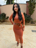 VESTIDO MIDI TERRACOTA