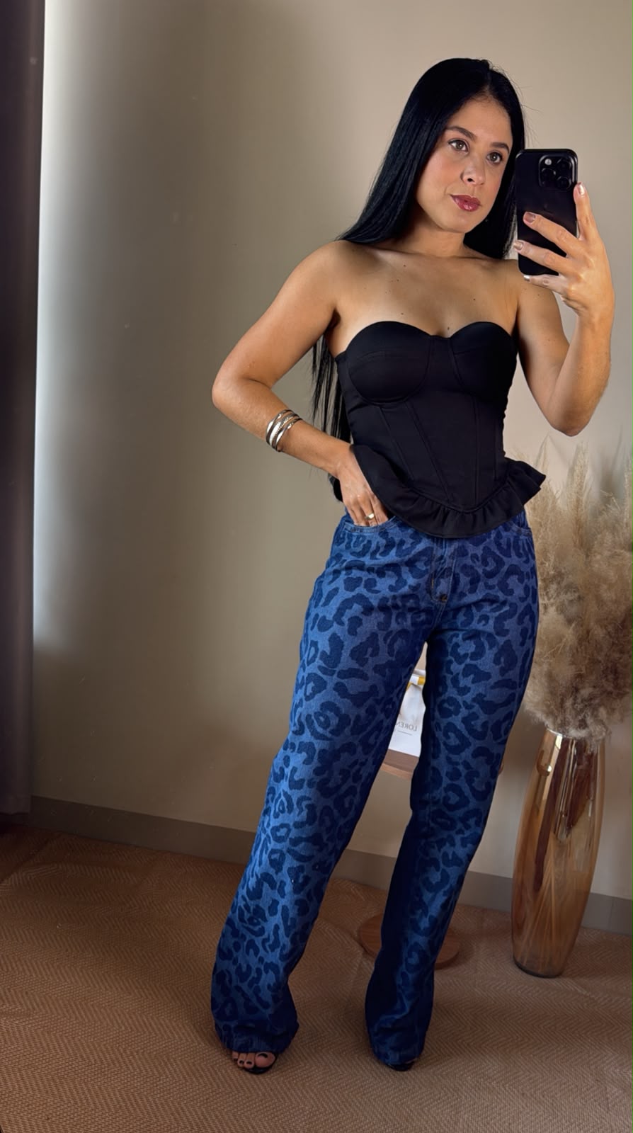 CALÇA JEANS ANIMAL PRINT